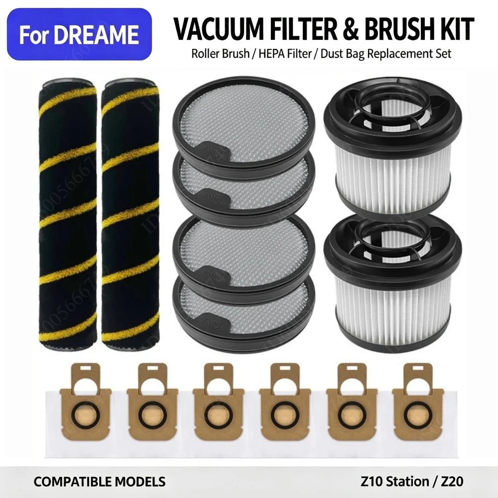 Sac à poussière avec brosse latérale et filtre pour aspirateur robot Dreame Z10 Station / Z20, accessoires de remplacement