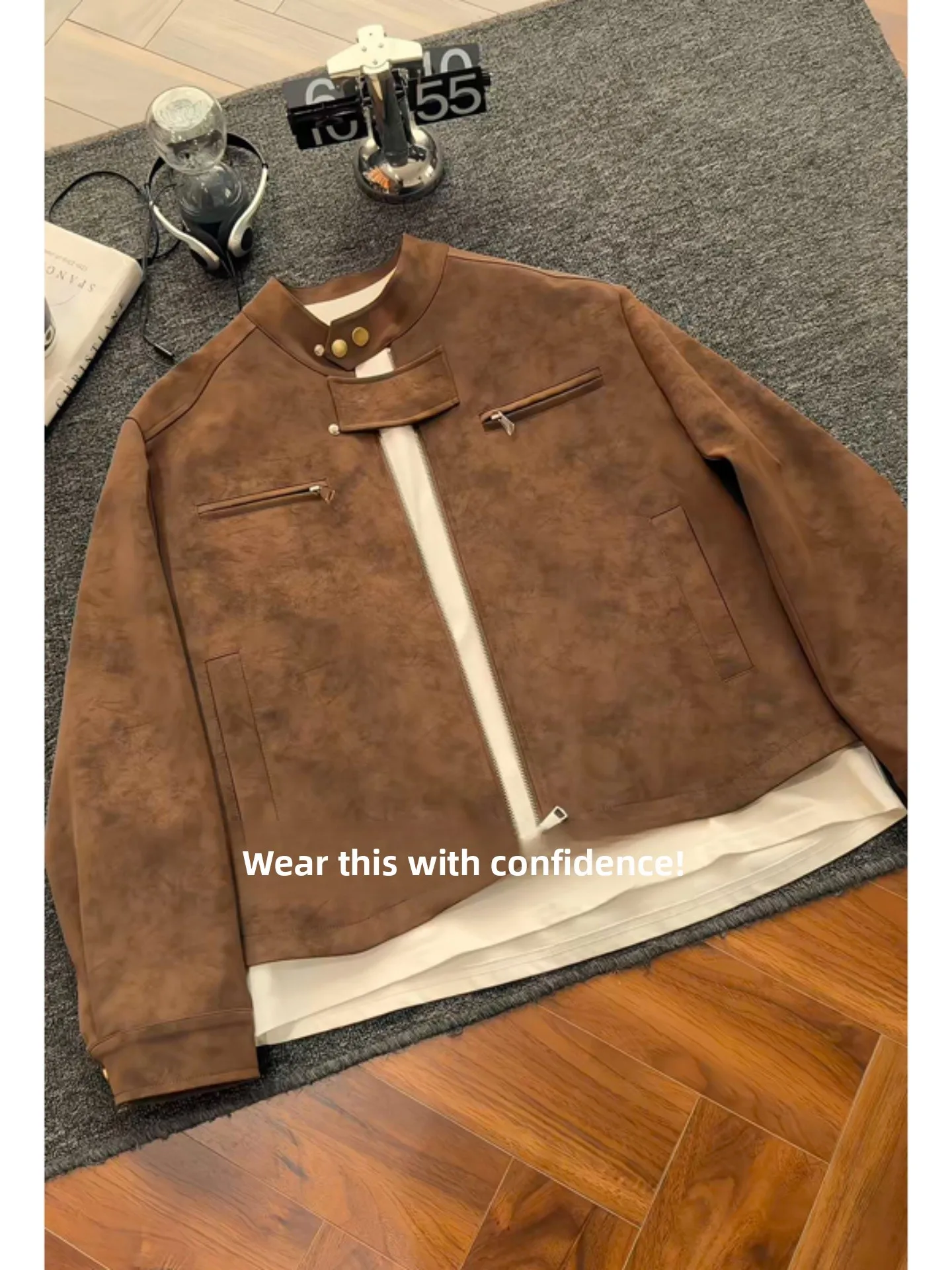 

Мужская кожаная куртка Browan с воротником-стойкой, в американском стиле, городская, ветрозащитная, с длинными рукавами, на молнии