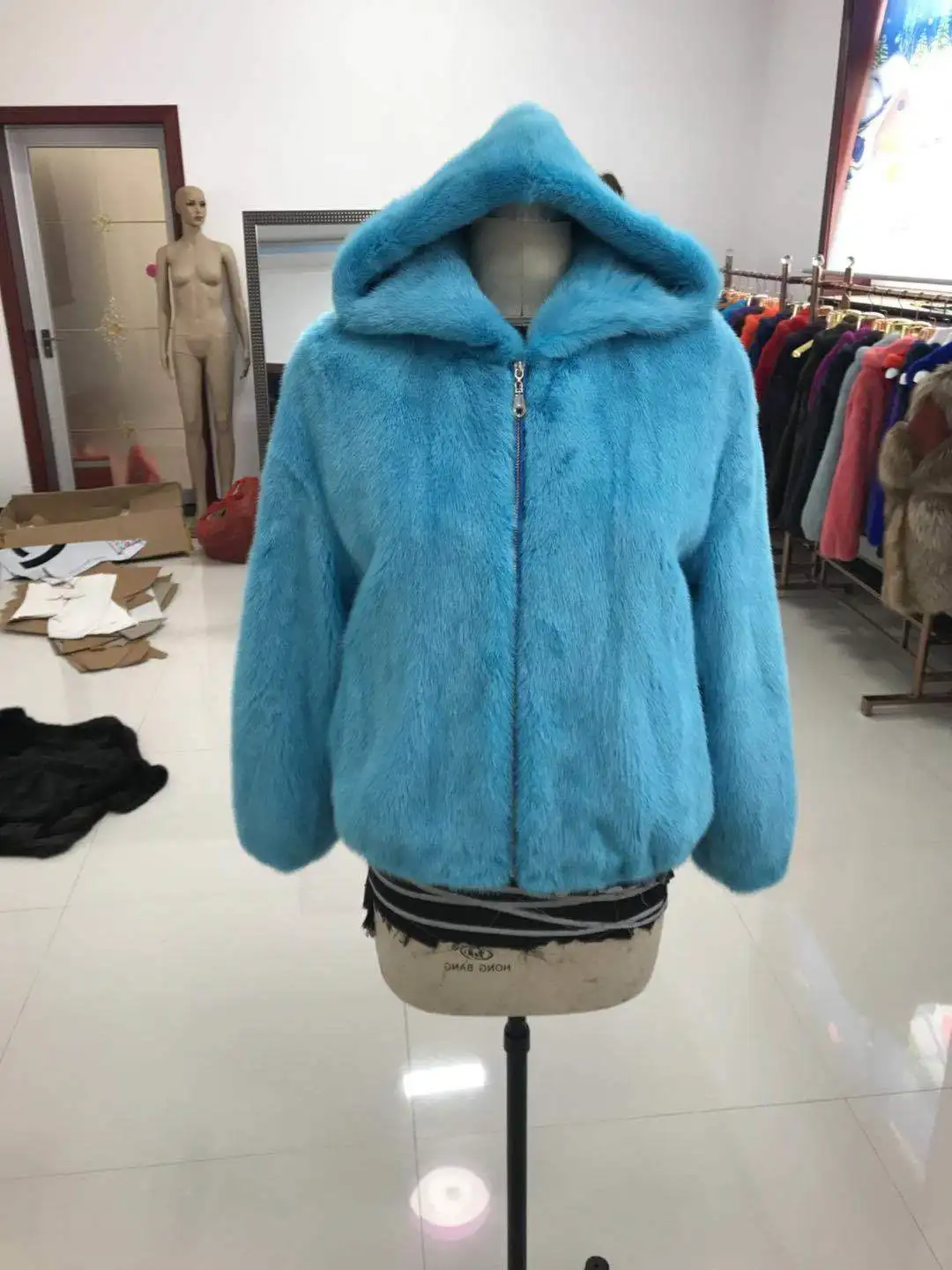 

coats outerwear 2023 New women's Mink Fur Genuine Fur Long Sleeve Mink Fur Hood Female Outwear Natural Fur Jacket for Girls