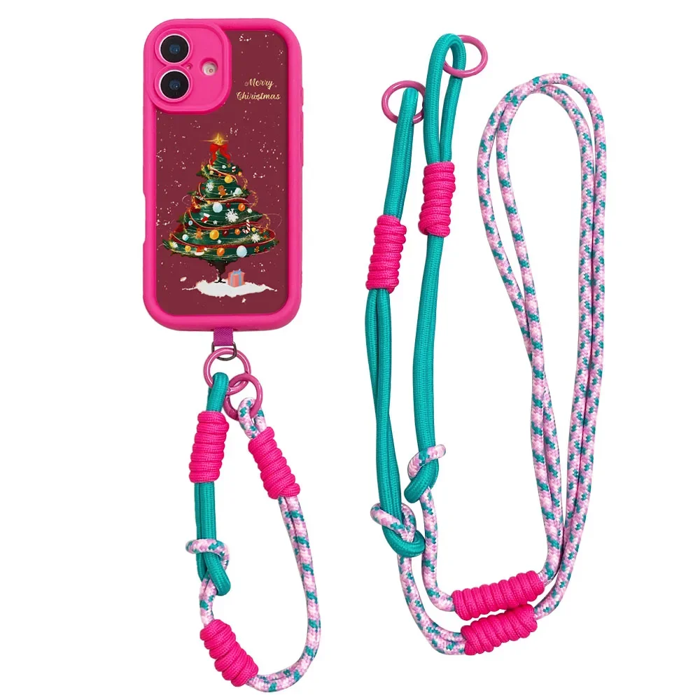 YPM5Crossbody Lanyard Case voor Samsung S25 S24 S23 S22 S21 Ultra S23 S24 FE Kerstboom Ketting Riem Zachte TPU Telefoon Cover