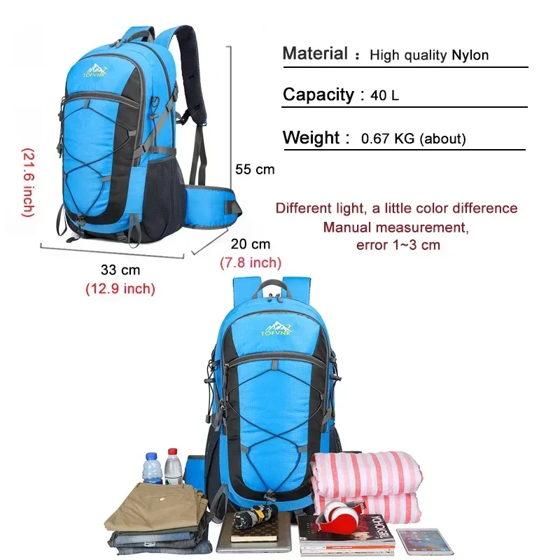 Outdoor Travel Backpack for Men Women Trending Brand Durable Waterproof Camping Back Pack Youth Sports Hiking Rucksack Male 40 L