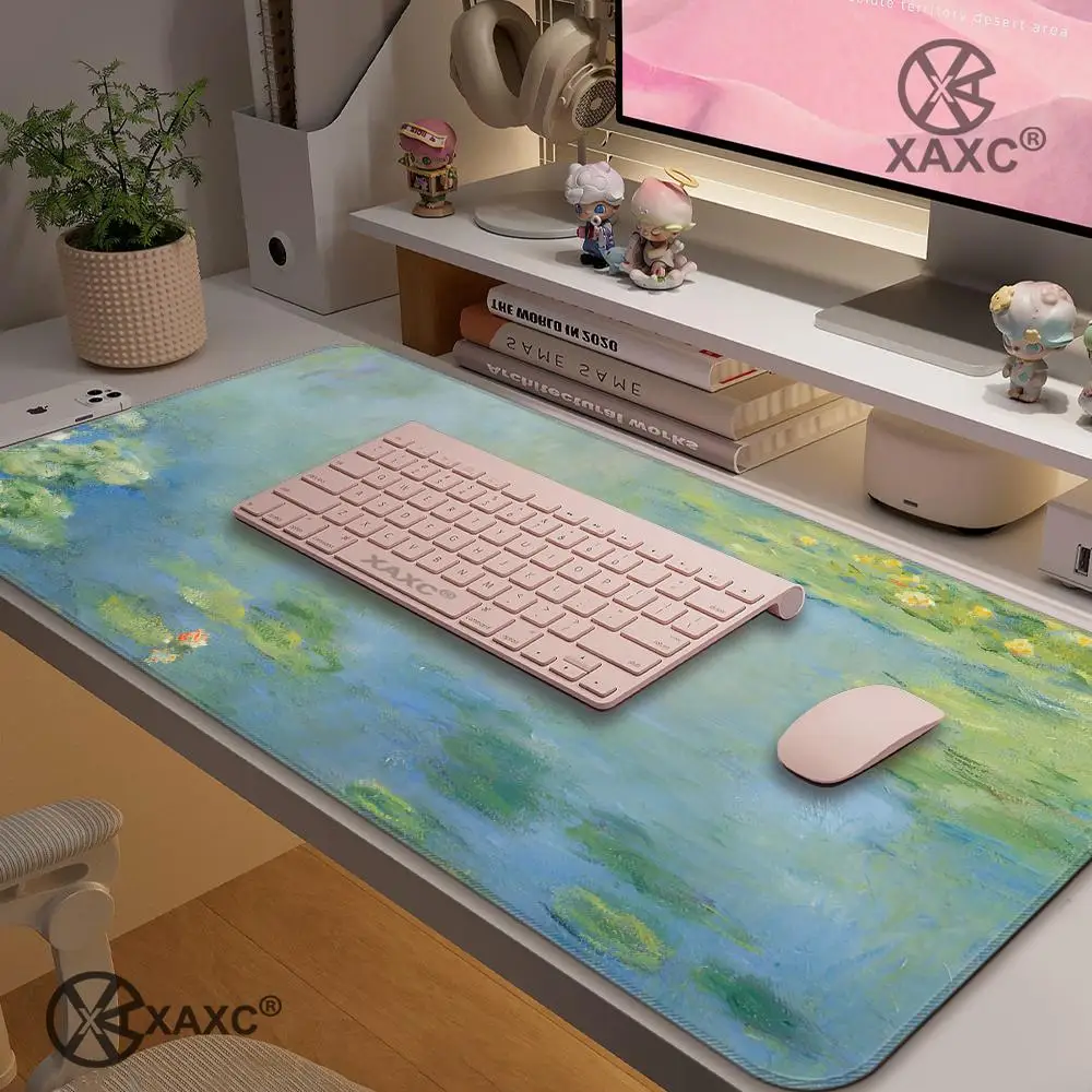 Monet Oil Painting Mouse Pad Large High-Grade Art Water Lily Thickened Office Computer Keyboard Pads Customized XAXC Nymphéas