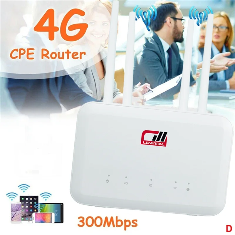 B625PRO-EU 4G Wifi Router 300Mbps with SIM Card Slot+4XAntenna 4G Wireless Router Support Battery Power B28 Band EU Plug