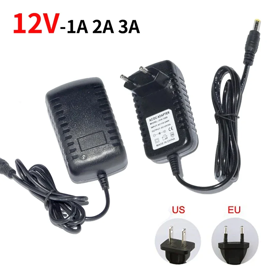 12 Volt Power Supply Transformer Converter AC 100-240V To DC 12V EU US Power Adapter Source Charger DC12V 1A 2A 3A LED Driver