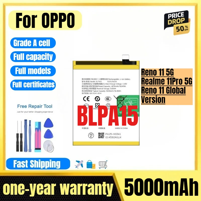 

BLPA15 for OPPO Reno 11 5G/Realme 11Pro 5G/Reno 11 Global Version Phone Battery high quality high capacity replacement Bateria
