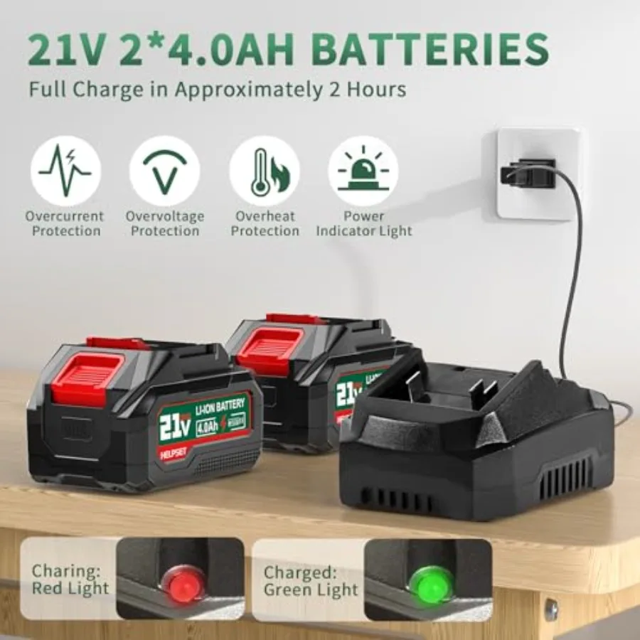 منفاخ أوراق شجر لاسلكي مع شاحن بطاريات 2 × 4.0 أمبير في الساعة لتنظيف فعال في الفناء وإزالة الغبار وخفيف الوزن #4