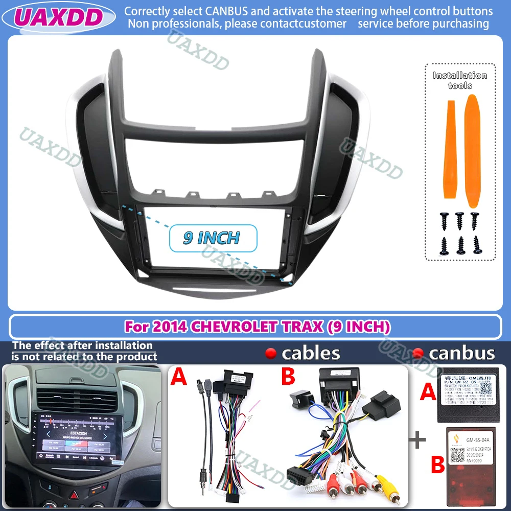 For 2014 CHEVROLET TRAX 9INCH 2 Din Car stereo radio Android frame panel fascia cable harness adapter dashboard decoder canbus