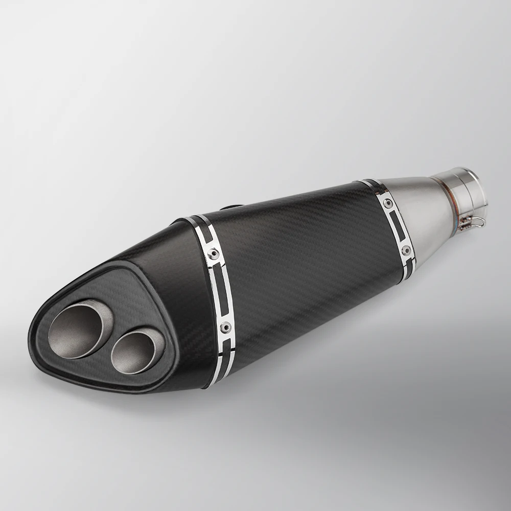 

Double hole exhaust pipe Universal 51MM motorcycle carbon fiber exhaust pipe R11 R77 muffler exhaust
