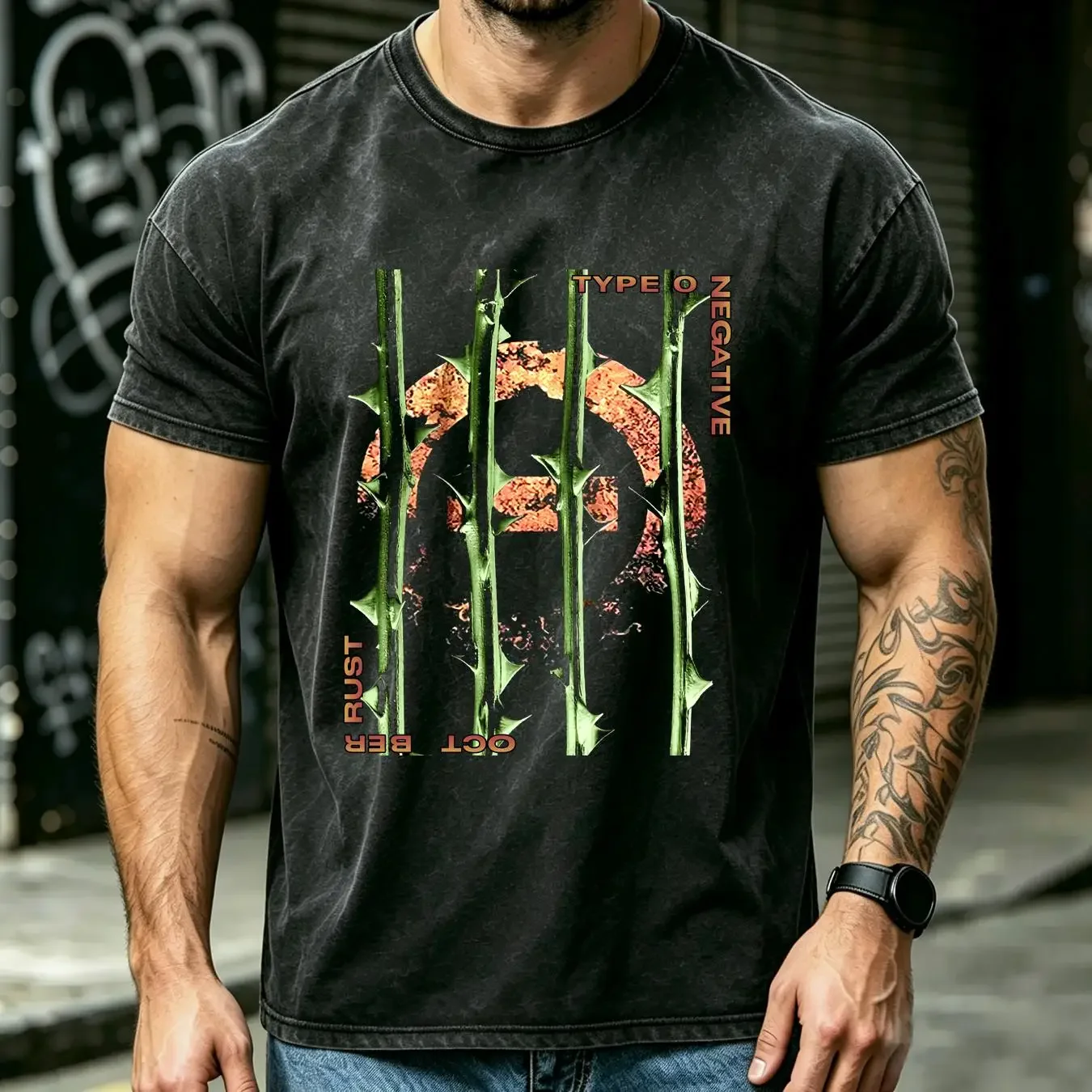 washed T Shirt Type O Negative 1996 October Rust Vintage graphic all sizes TT9066 vintage Washed Unisex streetwear