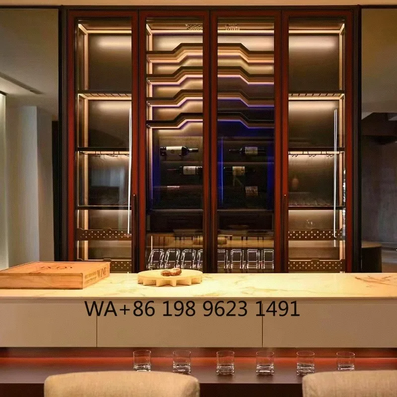 OEM Dual Zone Wine Cooler Stainless Steel Champagne Cabinet Constant Temperature Humidity Control for Home Bar
