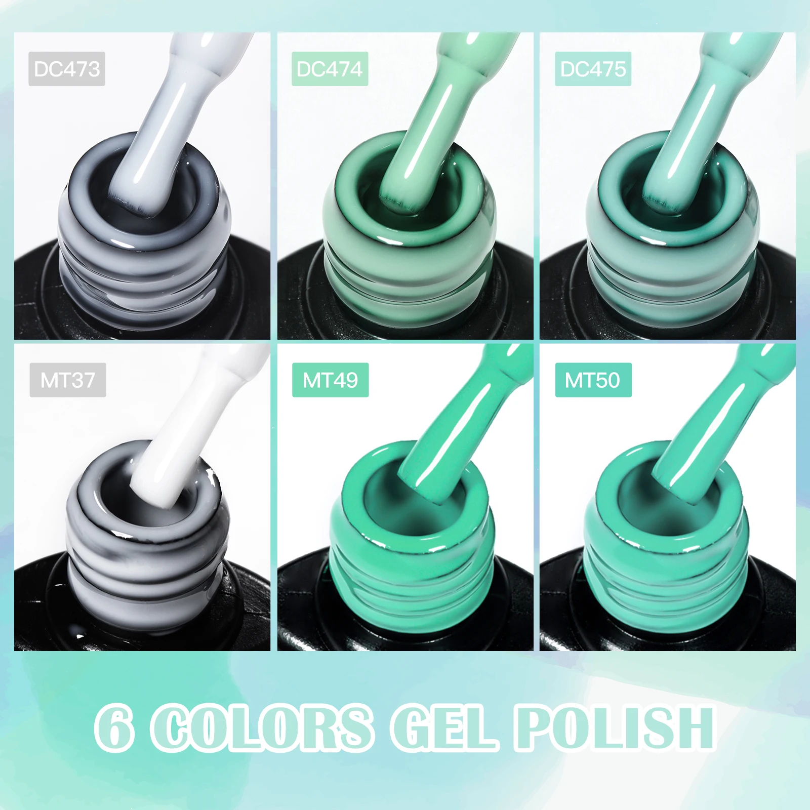 8 Pz/set Kit Smalto Gel Colore Verde Menta Serie Primavera Estate Semi Permanente UV LED Gel Nail Art Soak Off Set di Vernici per Unghie