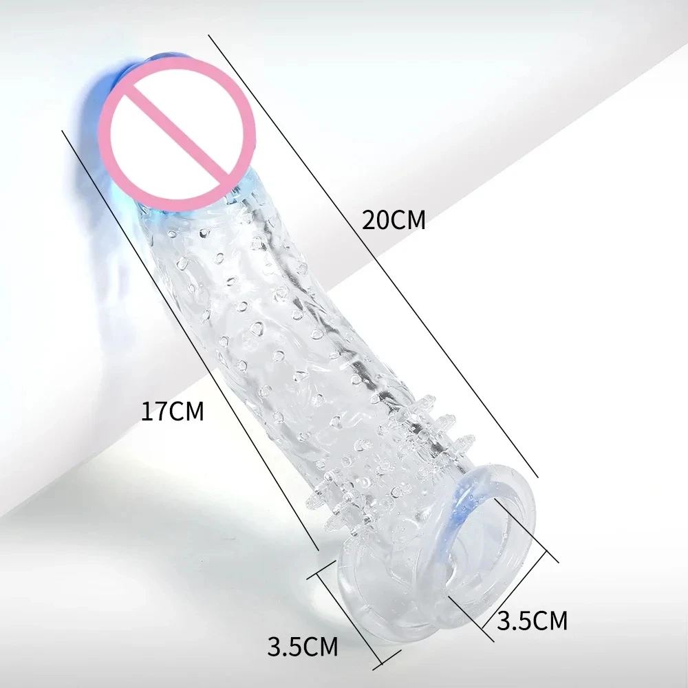 재사용 가능한 지연 콘돔 확대기 페니스 슬리브 익스텐션 확장 딜도 성인 섹스 토이, 남성용 고환 속박 콕 링 섹스 제품