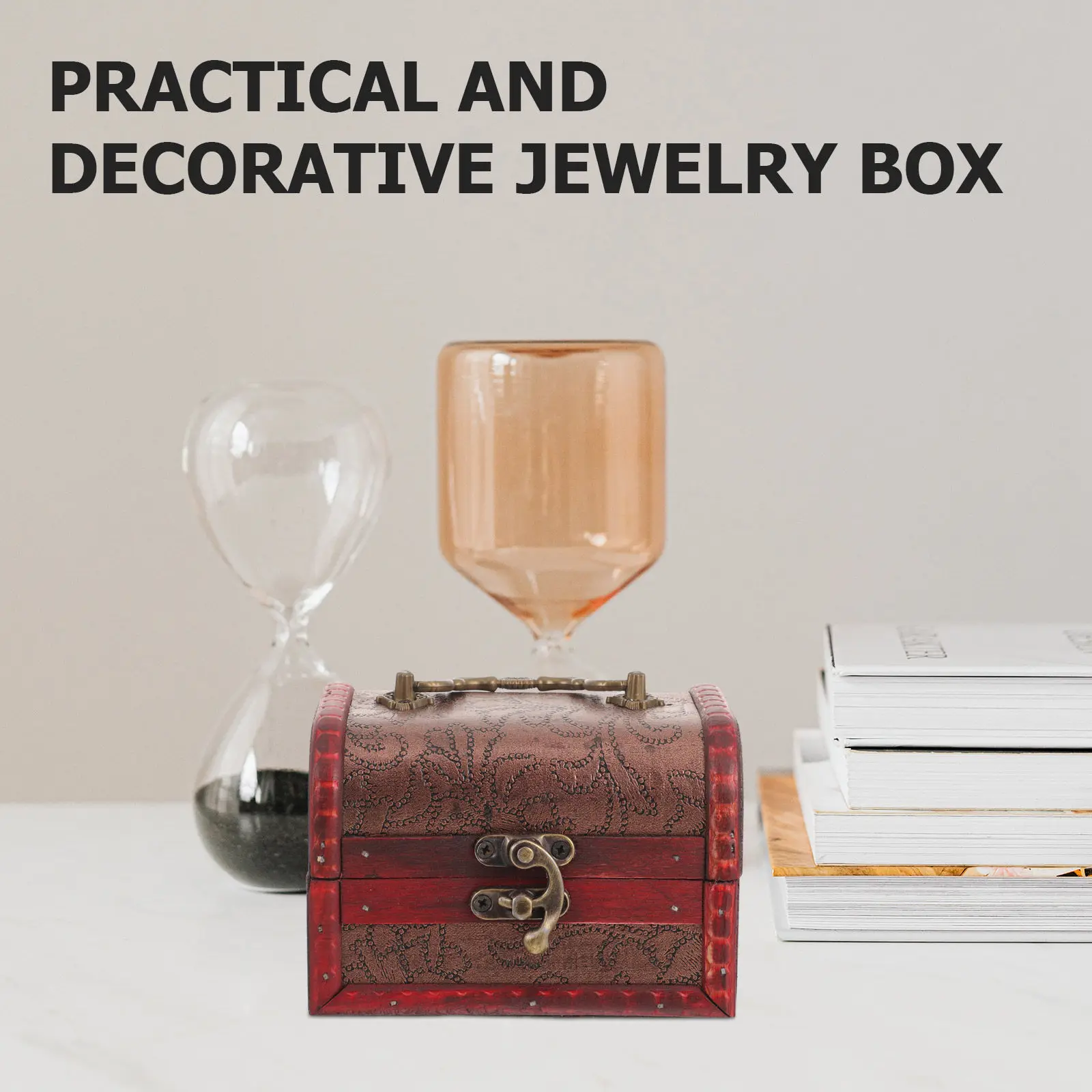 

2Pcs Retro Wooden Jewelry Box Vintage Style Jewelry Organizer for Rings Earrings Necklaces Large Capacity Sundries Storage