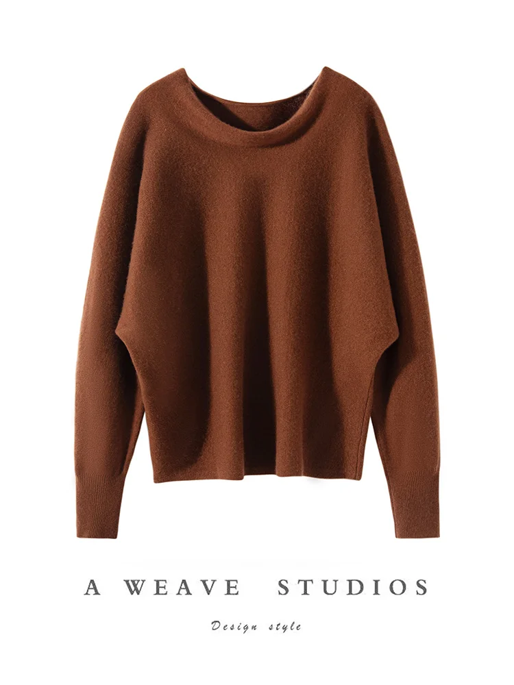 

ADDONEE Women 100% Cashmere Sweater Batwing Sleeve Pullover Autumn Winter Grace Style Clothing Office Lady Cashmere Knitwear