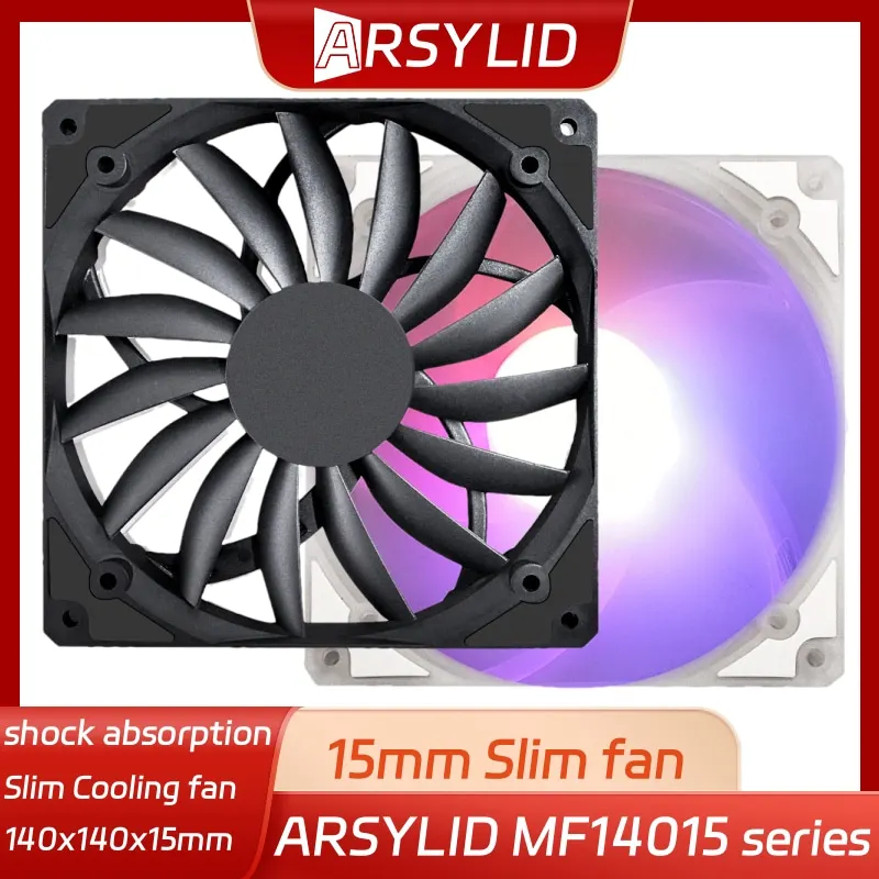 ARSYLID MF14015 14cm ARGB Super Slim Thinckness 15mm Ultra-Thin PWM Temperature Control 140mm Chassis Cooling Fan 5V RGB