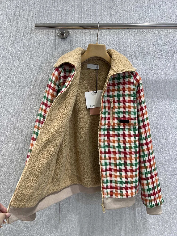 Frühlings- und Herbstmode lässige Baumwolljacke, Damen-Revers-Retro-Baumwolljacke mit lockerem Reißverschluss