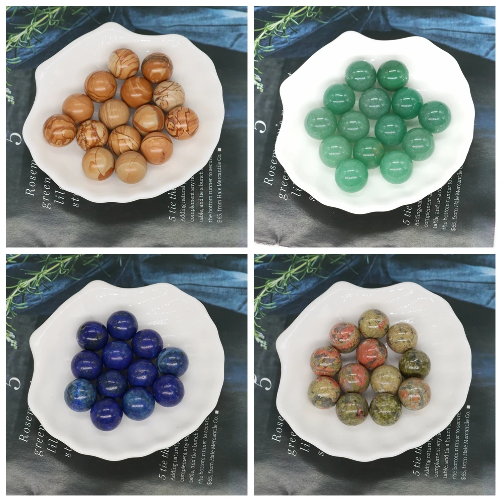 16mm Natural Energy Gems Mini Crystal Ball Sphere Pocket Stone Reiki Healing Crafts Quartz Amethysts Round Beads Home Decoration