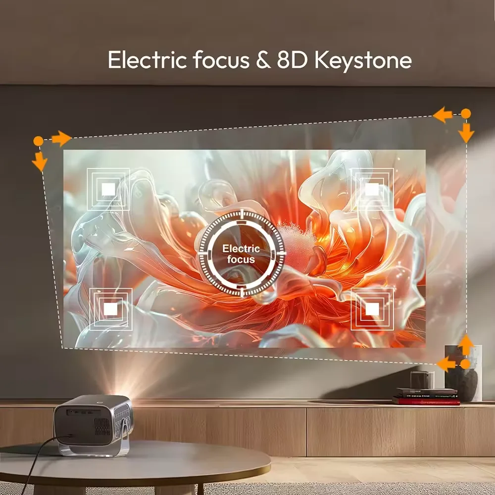 Heimkino 4K Android 11 Projektor Smartphone Native Autofokus Keystone BT5.2 WIFI 6 Portable 360 °   Drehen Sie einen 1280*720P-Projektor