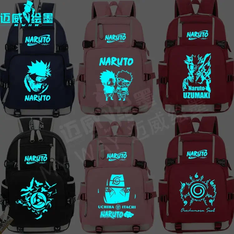 

Naruto's New Schoolbag Naruto Left Rib Kakashi Anime Seal Writing Round Eyes Male and Female Students Backpack Zipper Shoulders