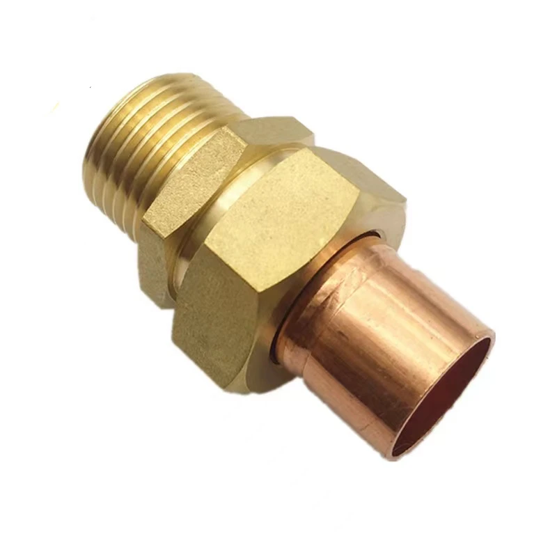 Brass BSP Male Thread + Copper Fitting Straight Union Nut Socket Welding Pipe Connector for Air Conditioning Refrigeration