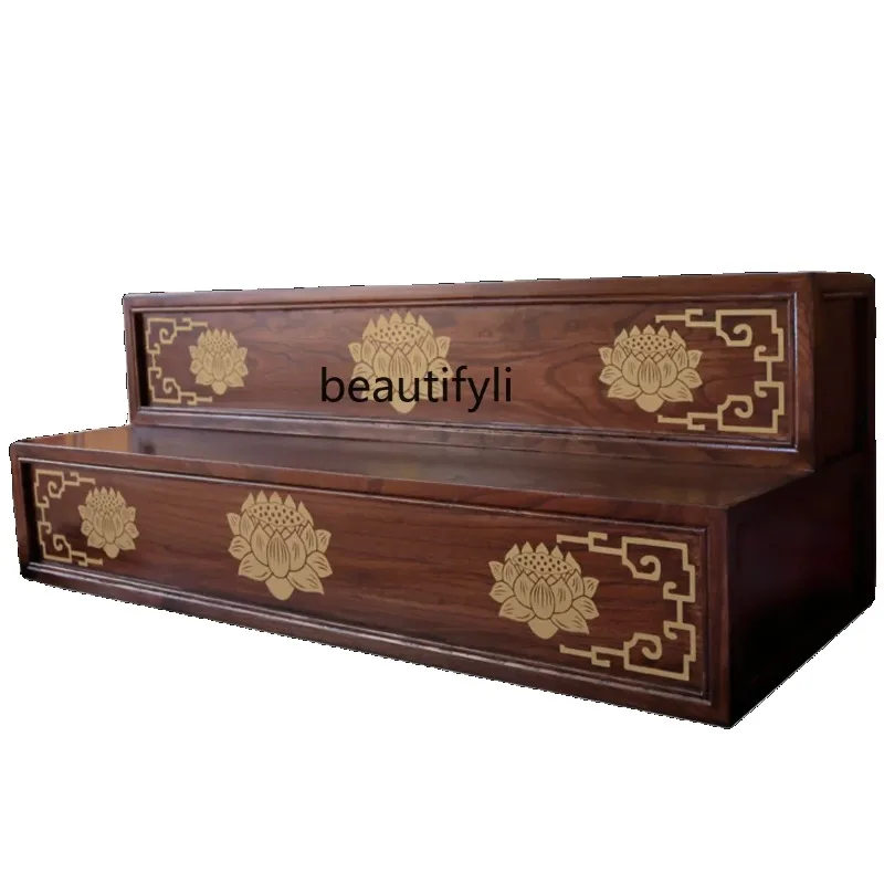 

a485 Multi-layer solid wood casket base cabinet Tibetan three-layer Buddhist cabinet painted table heightening pad