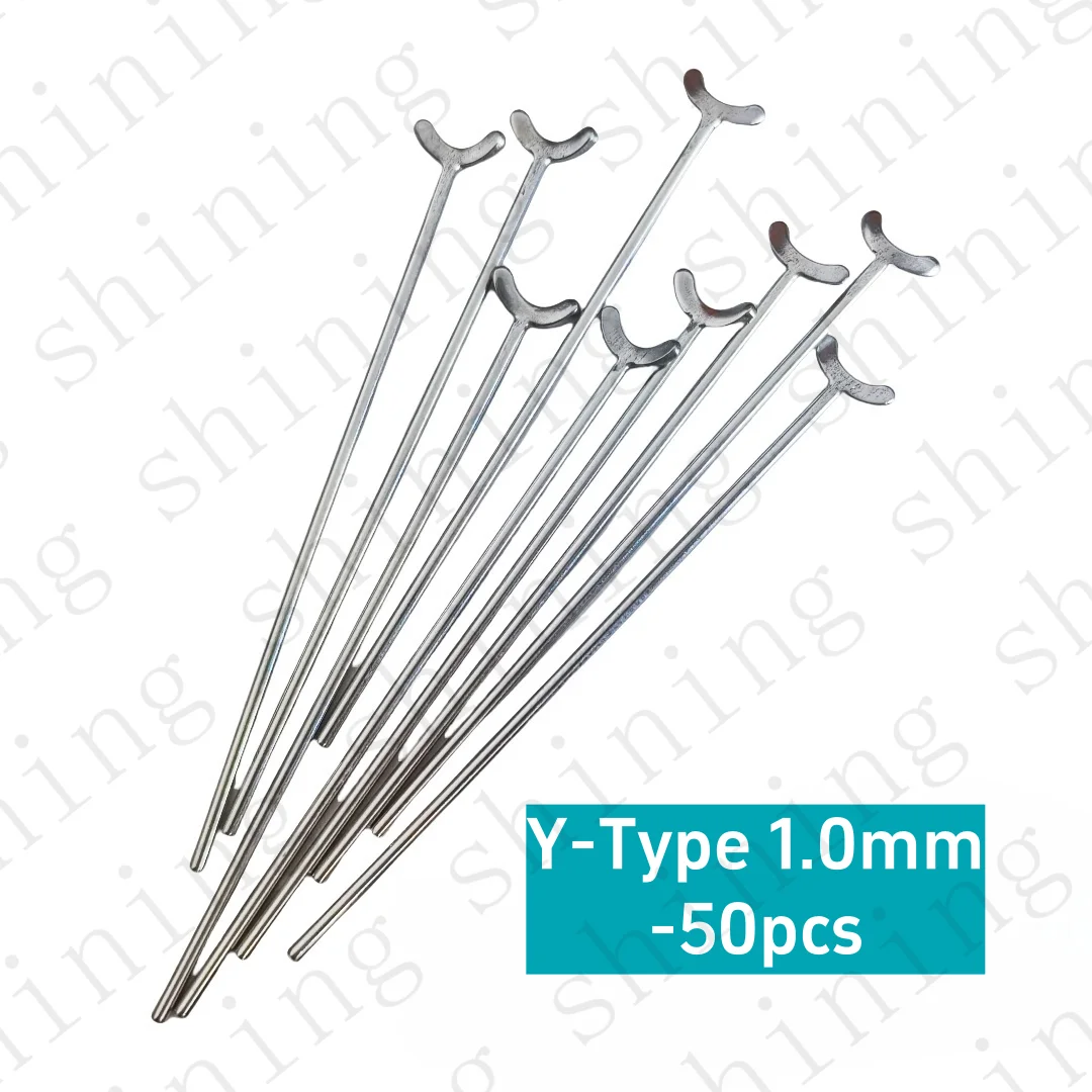 

50Pcs Dental J Clasp Ball Retainer Oblique Clasps Bars Y-Type Ball Hooks Retainer Position Hold 1.0