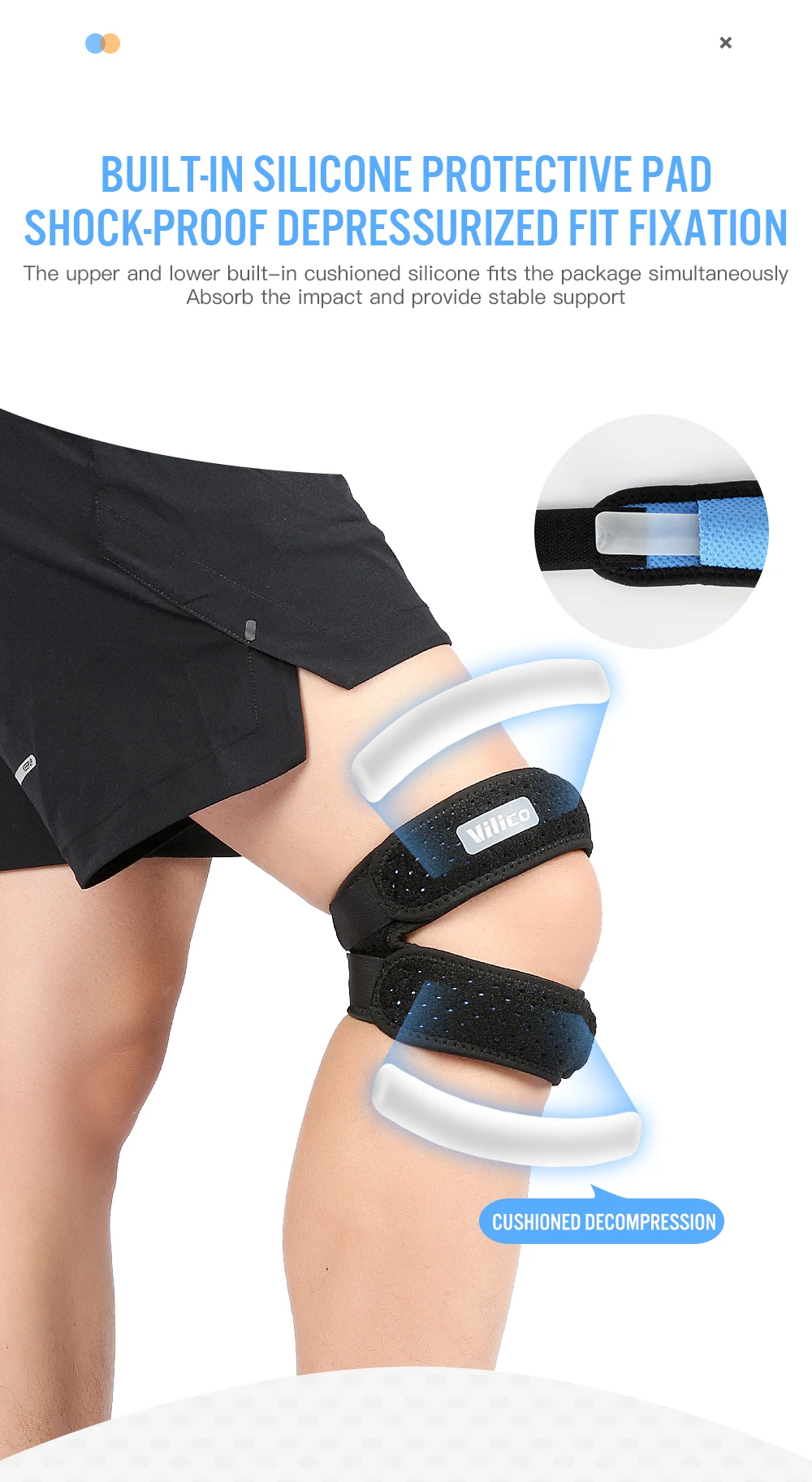 1Pcs Band Strap Einstellbare Iliotibial Knie Oberschenkel Hüfte ITB Syndrom Kompression Wrap Unterstützung, Atmungsaktive Patellar Sehnenscheidenentzündung – Detail 6