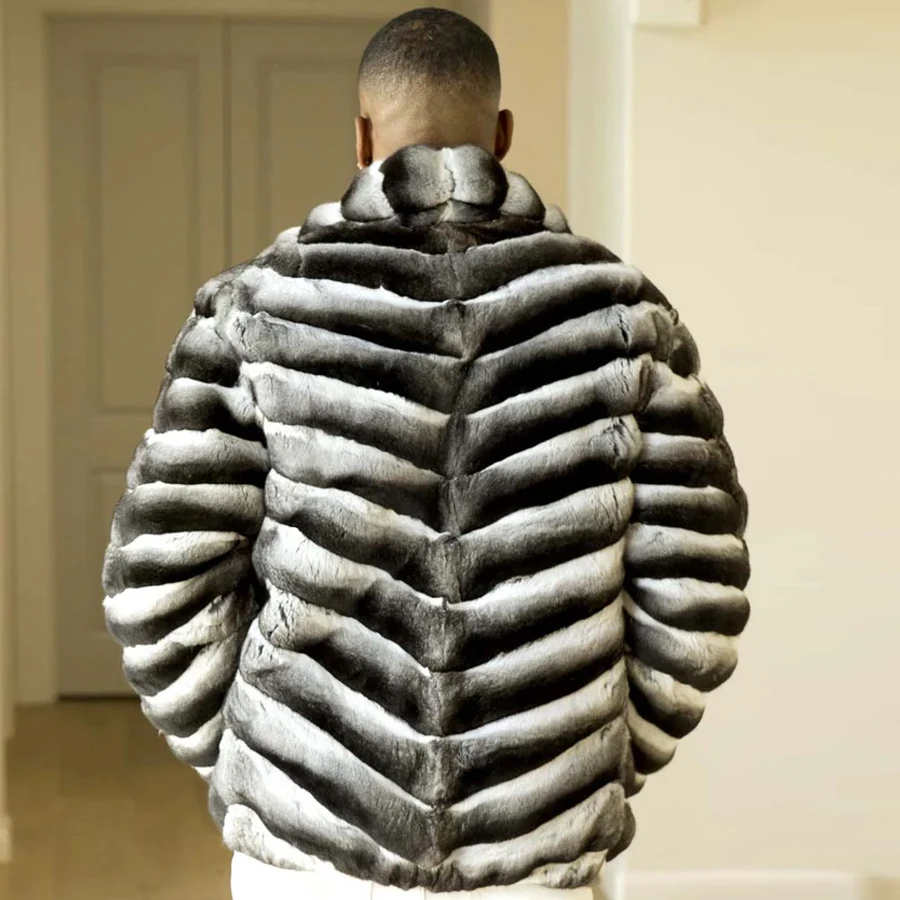 Real Fur Coats Mens Rex Rabbit Coat Full Skin Warm Bomber Jackets Luxury Winter Jackets 2024 Hot Selling