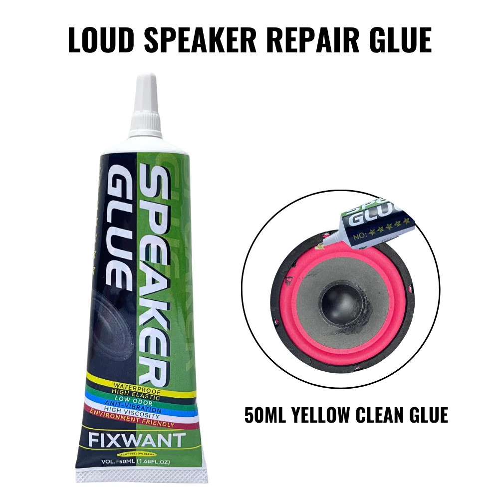 FIXWANT Loud Speaker Repair Glue Foam Side Dust Cap Rubber Edge Cone Basin Strong Adhesive 15/25/50ML Black / Yellow