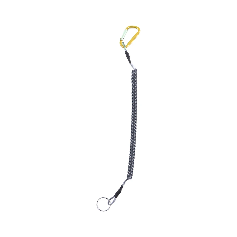 Keyring Security Hiking Climbing Elastic Steel Wire Camping Retractable Outdoor Spring Rope Lanyard Carabiner Fishing String