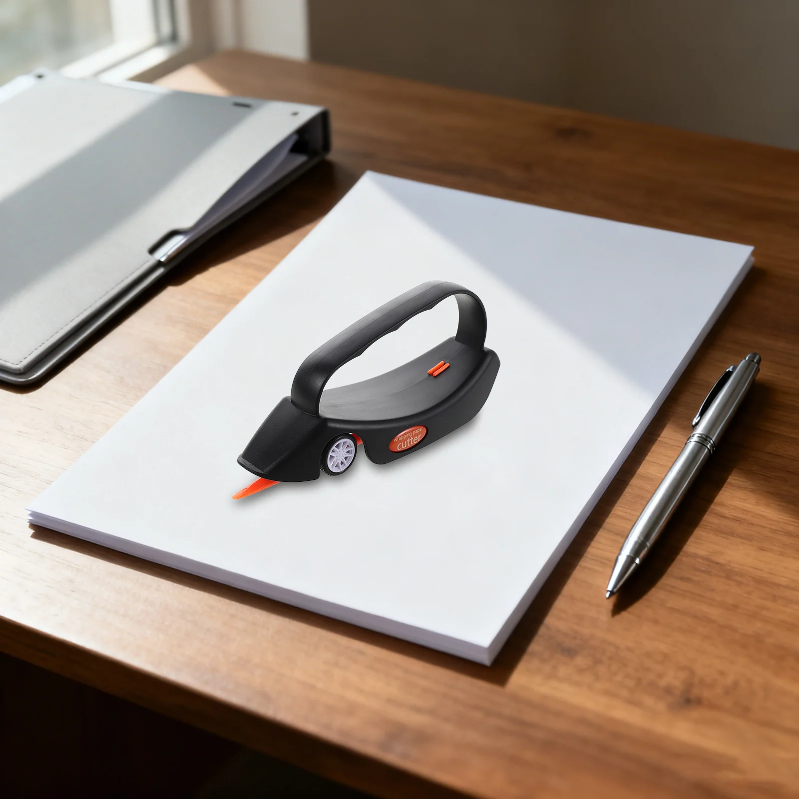 مجموعة واحدة من قطع الورق المحمولة مع مقبض مريح، قاطعة تغليف منزلقة لقضاء عطلة عيد الميلاد وعيد الميلاد والهالوين #1