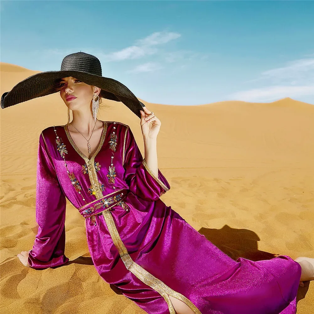 Eid Ramadan Moslim Arabisch Abaya Turkije Vrouwen Lange Jurk Strass Luxe Maxi Robe Gown Dubai Feestavondjurken Marokkaans