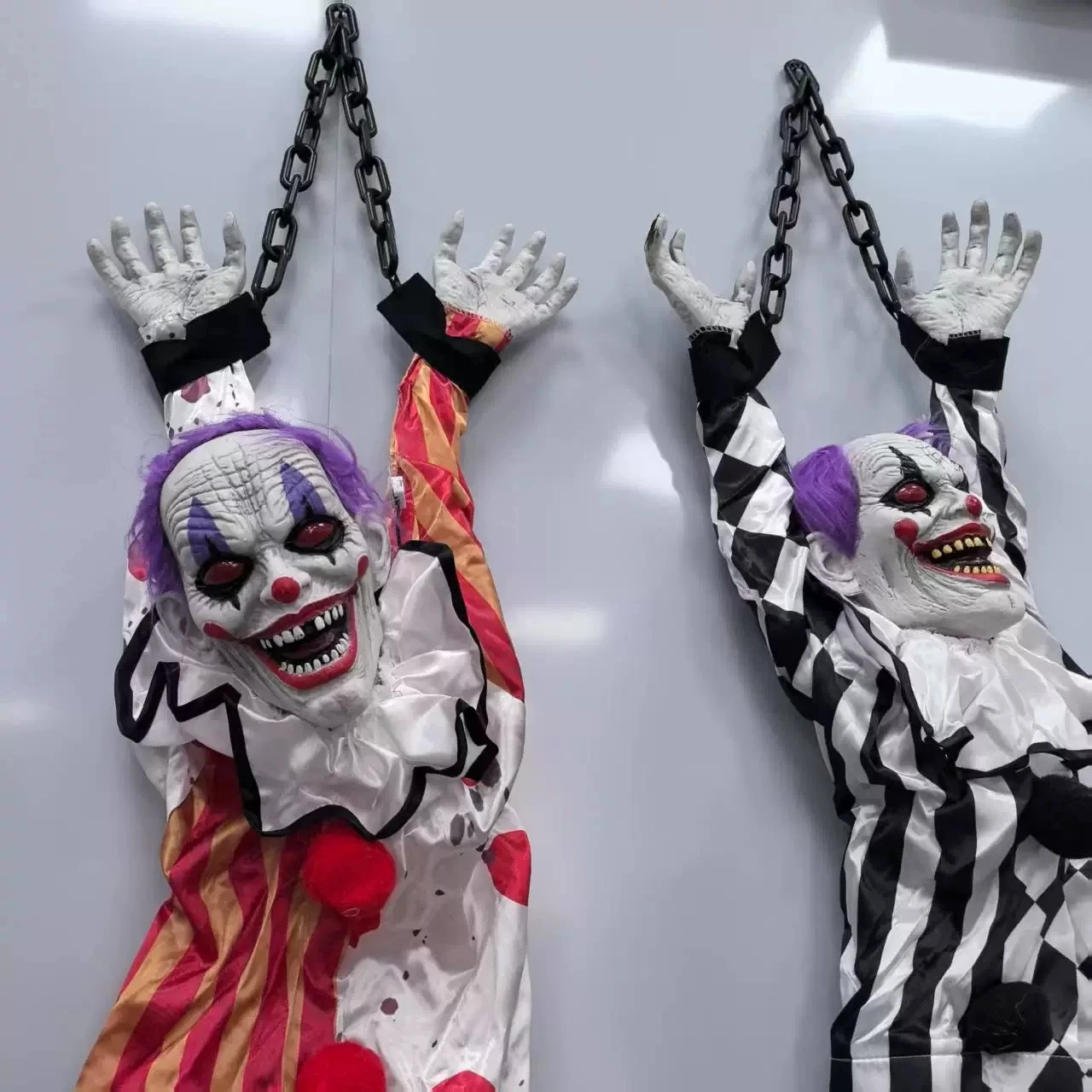 Halloween Animatronics Decoration Hanging Clown Nurse Voice Control Electric Outdoor Scary Clearance Horror Haunted House Props