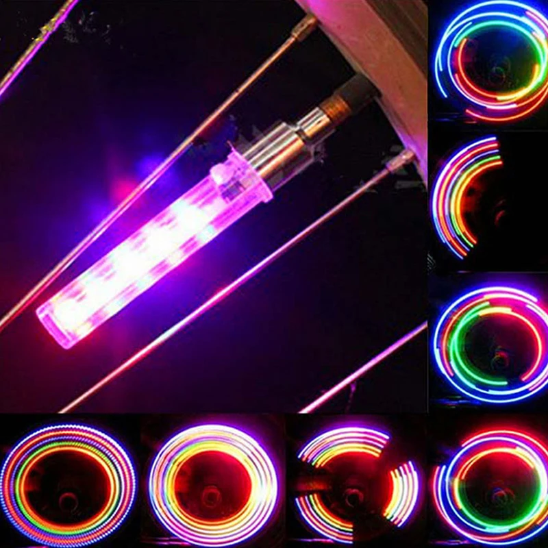 Bicycle Lights For Bicycle 2pcs LED Bike Wheel Tire Valve Light Cap Spoke Neon Light Lamp Flash Bicycle Accessories