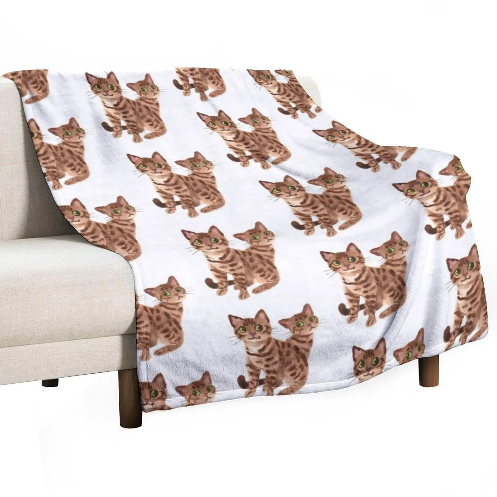 Manta decorativa con diseño de gatos de Bengala para bebé, cálida para el invierno, para sofás, regalo personalizado, mantas sueltas decorativas para sofás