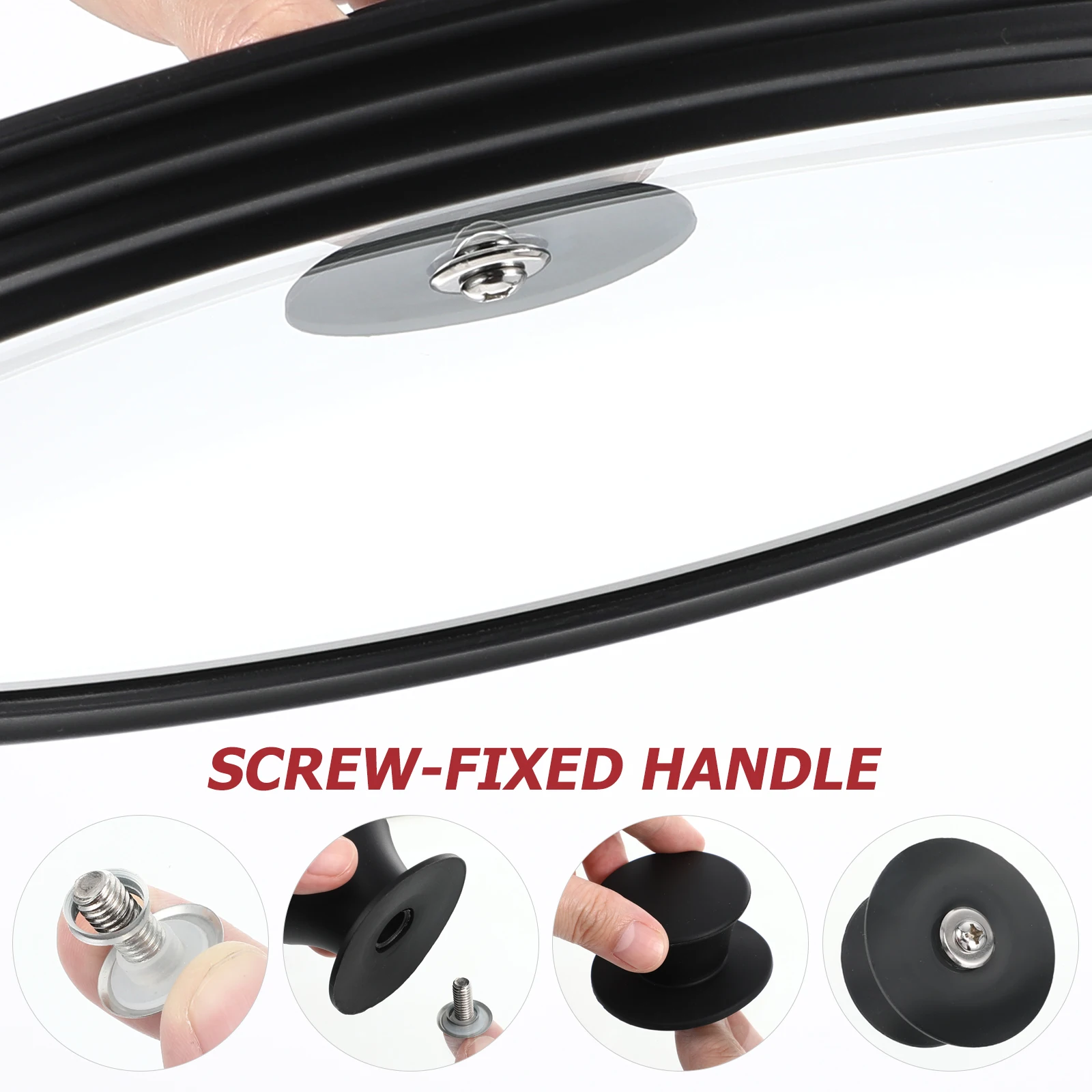 

Universal Pot Lid Silicone Glass Cover Round Glass Lid Pan Cover Silicone Handle for Frying Pan Saucepan Kitchen