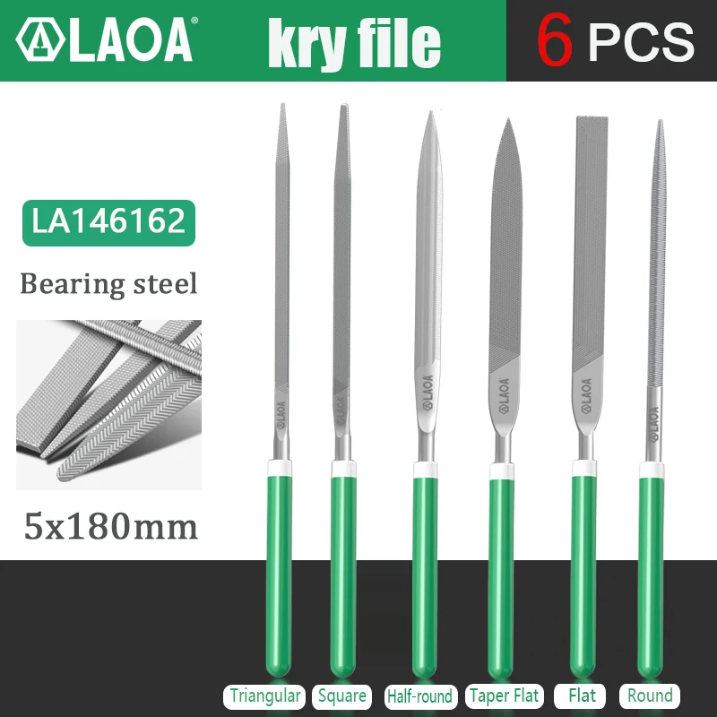 LAOA 10 stuks vijlsets Metaalslijpen Platte vijl Rond Vierkant Handschuurgereedschap 5 * 180 mm