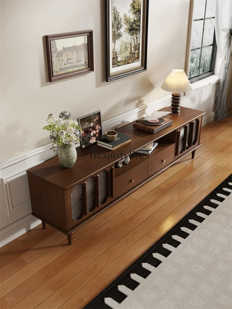 01Lخزانة تلفزيون من الخشب الصلب في العصور الوسطى خفيفة فاخرة ذات إحساس عالٍ وخزانة تلفزيون فرنسية قديمة #1