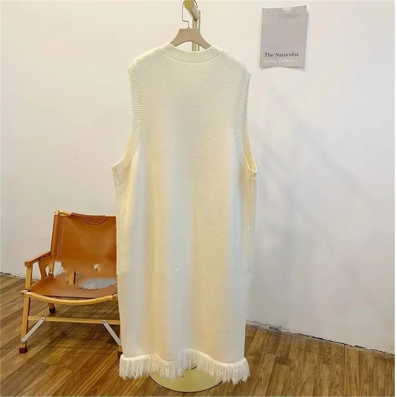 女性用ロングスプリットウールベスト,ノースリーブセーター,カラフルなボタン,新しい秋のコレクション