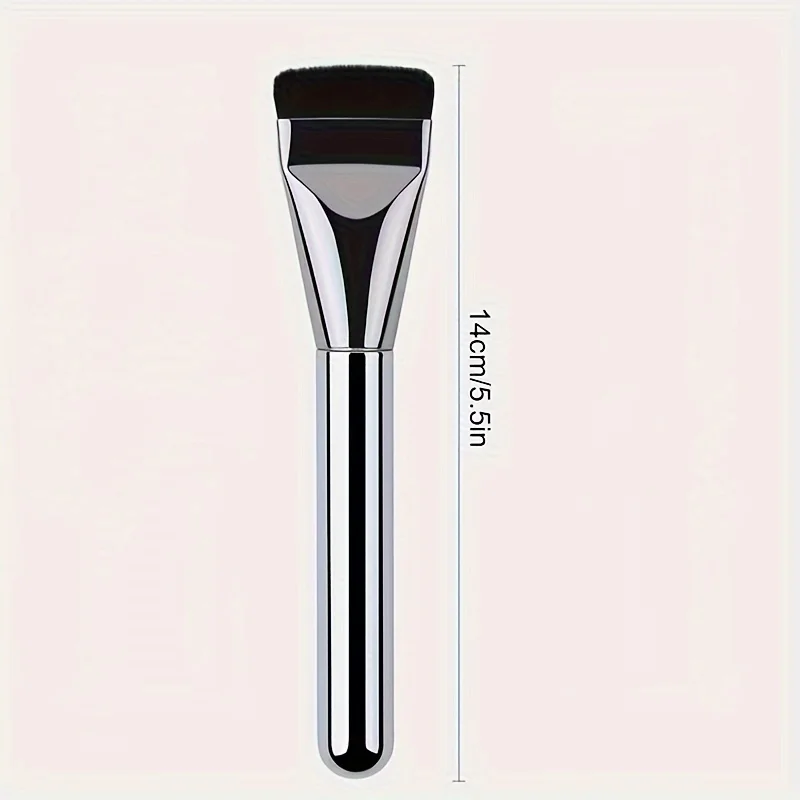 2-pack Silver Flat Head Foundation Brushes, Ultra-fine Bristles, Nylon Hair Makeup Tools, Suitable For Liquid Foundation
