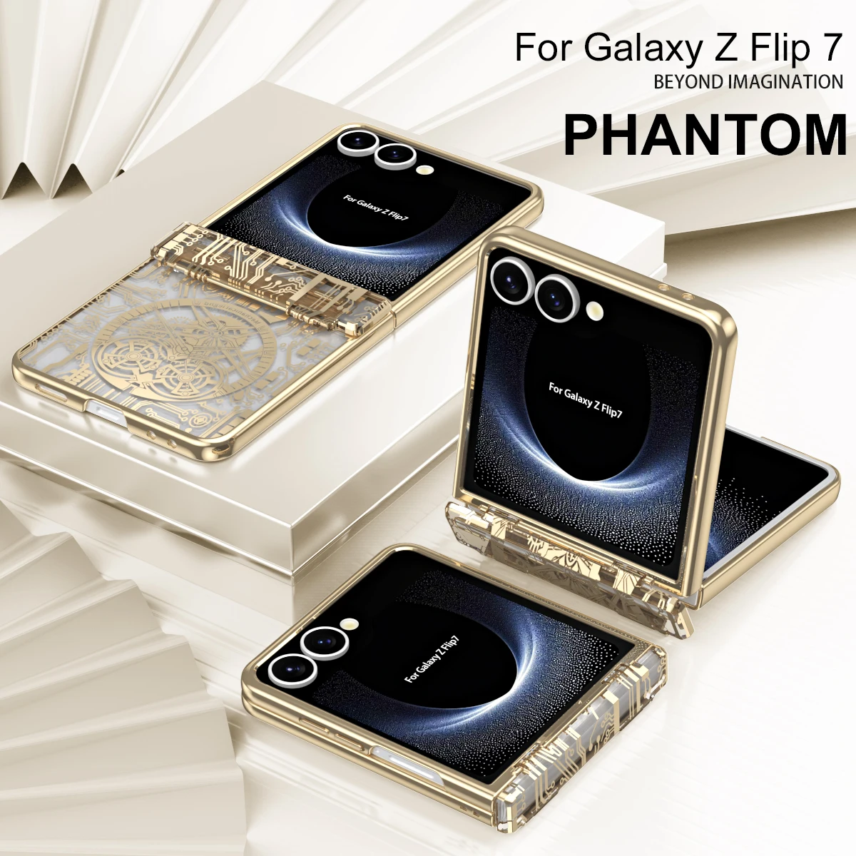 Machine Legend Plating Case For Samsung Galaxy Z Flip 7 5G ZFlip7 Flip7 Protection Folding Shockproof Hard Plastic Phone Cover