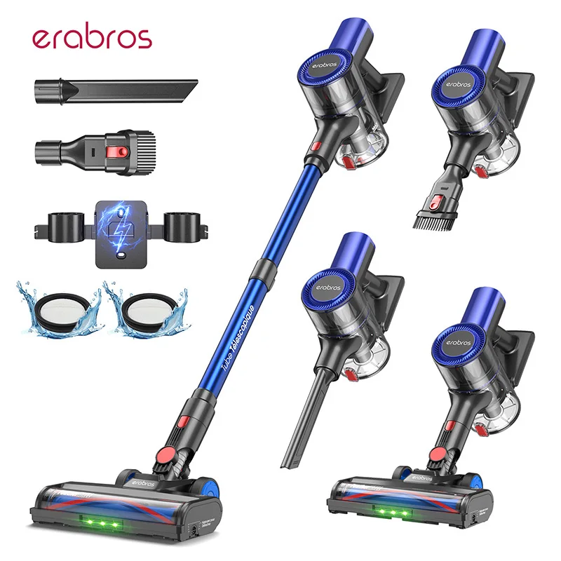 Aspiradora inalámbrica Erabros EV2, 450W 55Kpa de alta succión, pantalla LED, aspiradora de mano tipo palo para pisos… — oferta en AliExpress