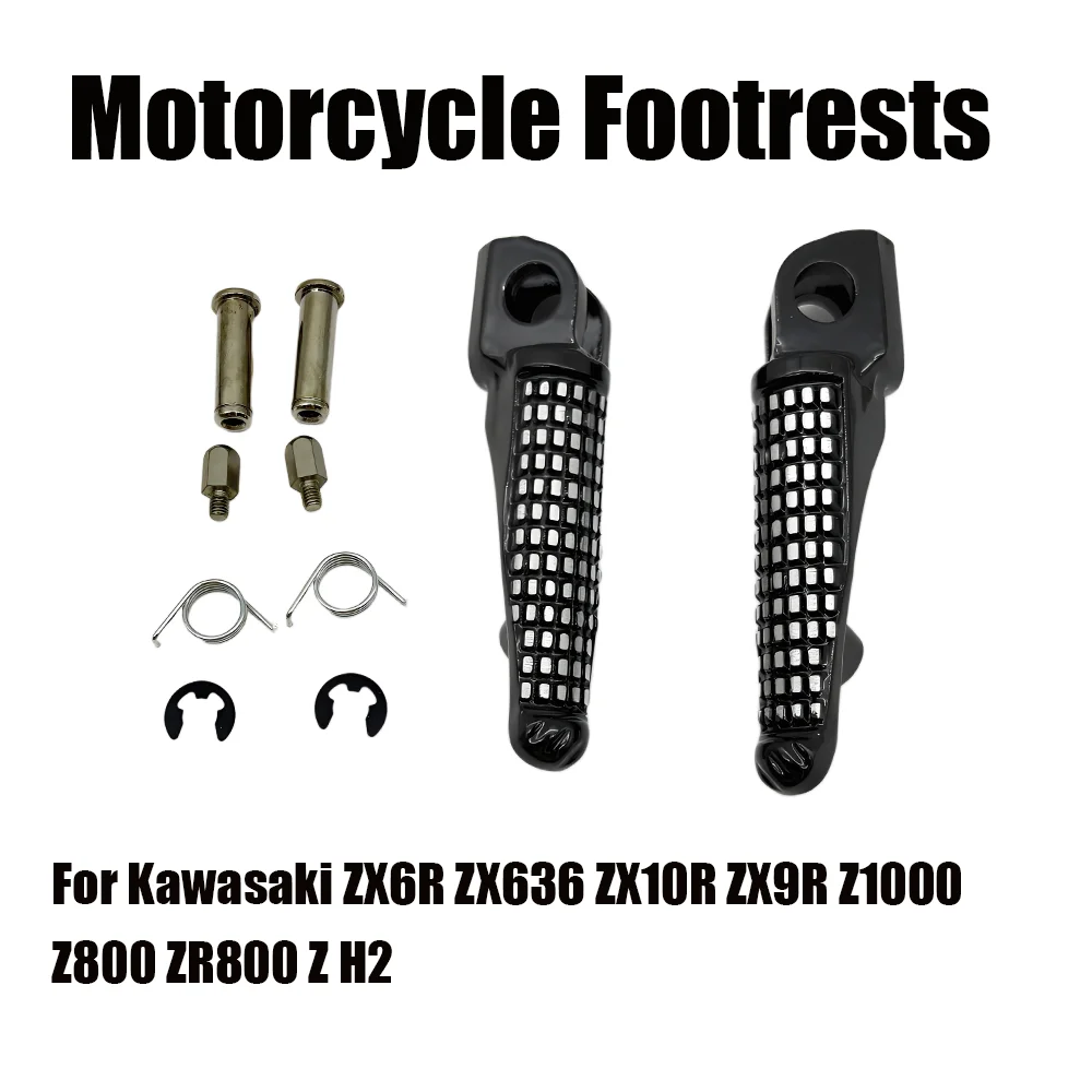 

For Kawasaki ZX6R ZX636 ZX10R ZX9R Z1000 Z800 ZR800 Z H2 Motorcycle Front Footrests Foot Pegs