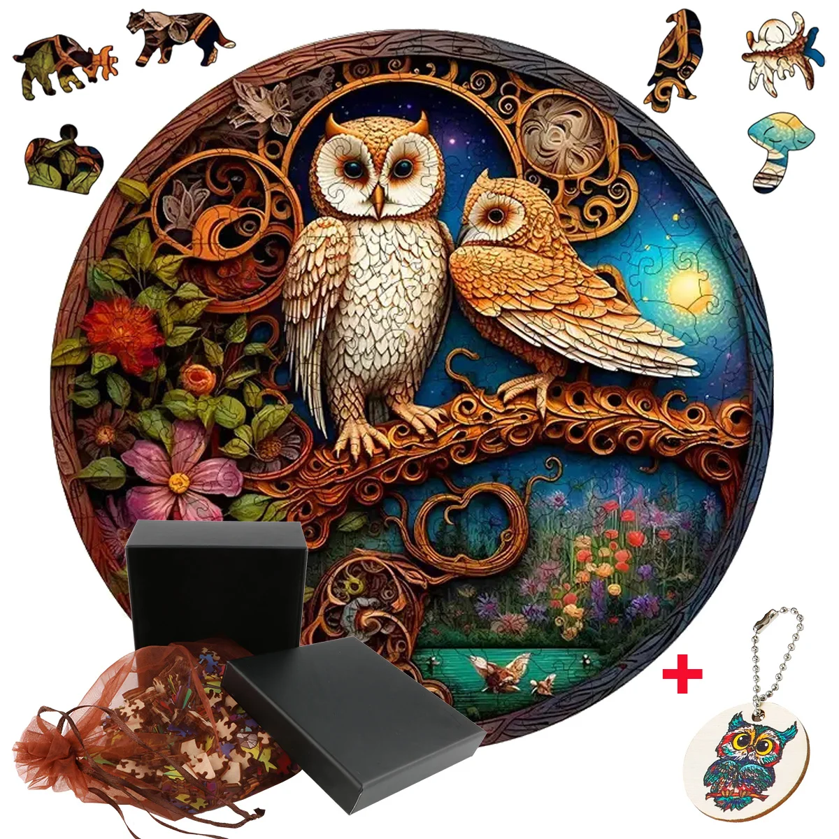 

Brightly Colored Owl Jigsaw Puzzles Elegant Shape Wooden Puzzles Animal Family Montessori Educational Toys For Children Adults