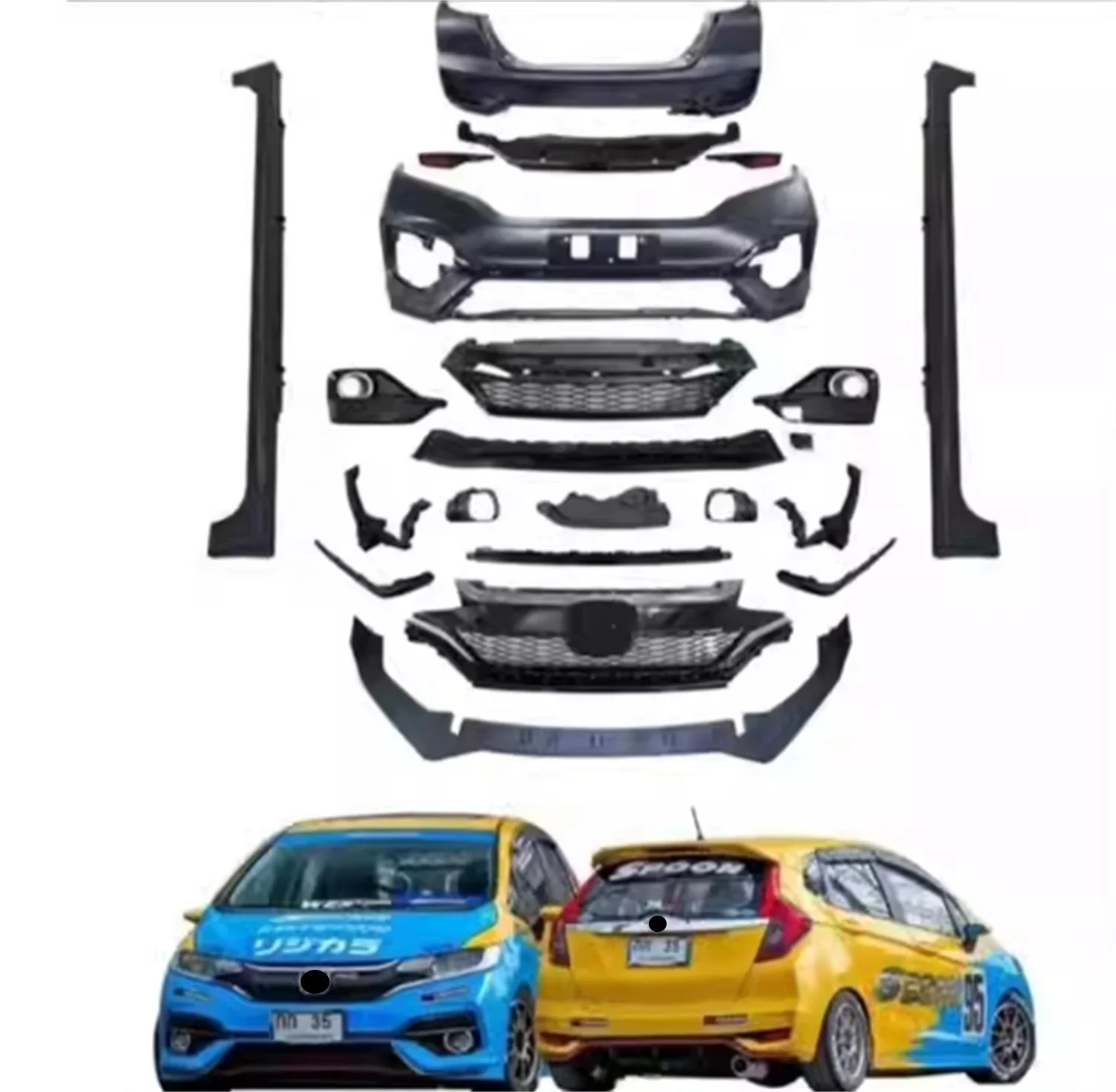 

Front Rear Bumper surround Body kit for Honda fit GK5 RS 14-20 Side skirt grille