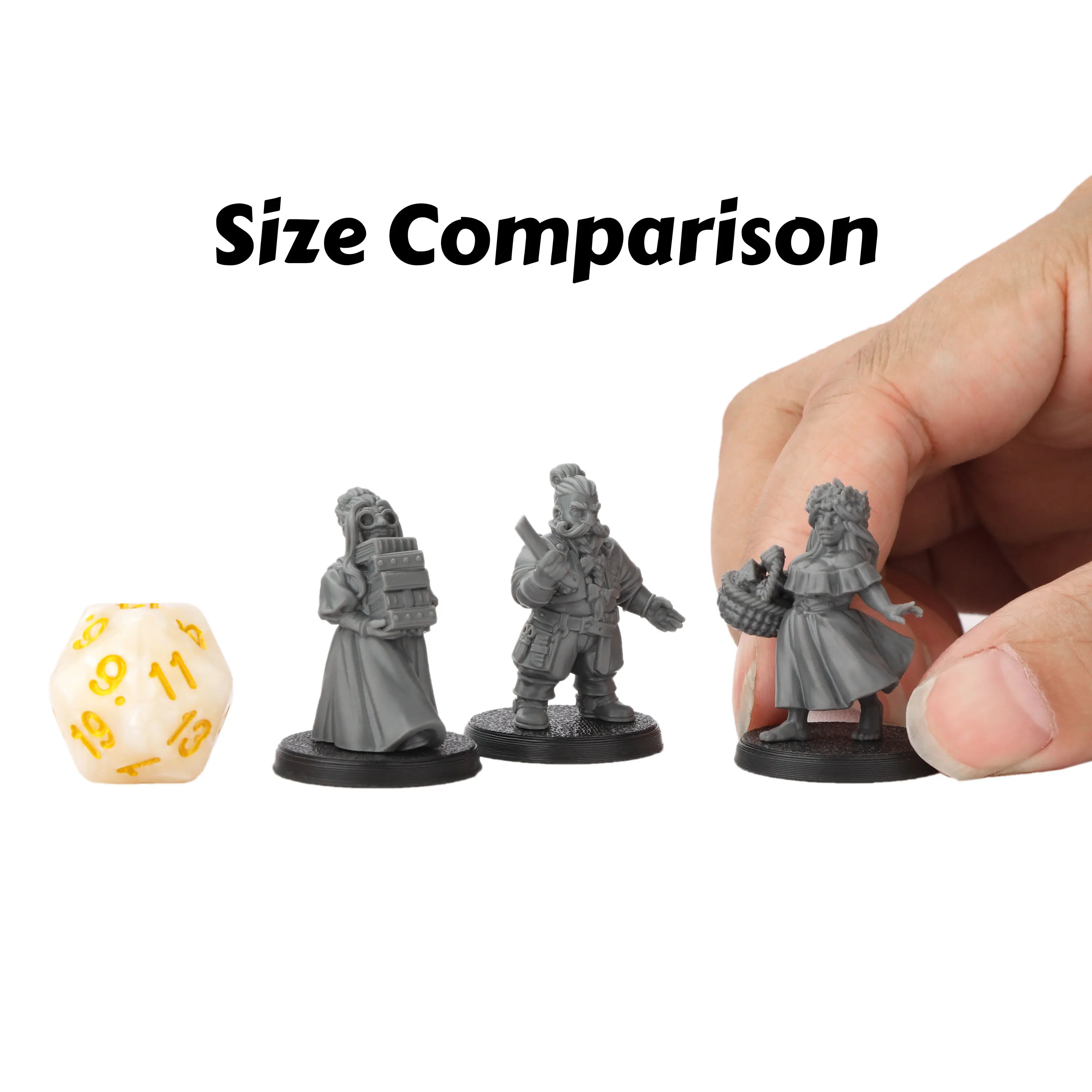 3Pcs RPG Dwarves Citizen Miniatures - Roleplaying Character Accessories, Ideal Figures for Village Market Tabletop Scene view 2
