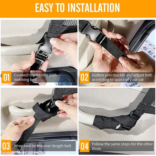 Imagen 2 del producto Bolsa de red fuerte para coche, malla con soporte de carga, capacidad de almacenamiento para techo de coche, organizador de accesorios para automóvil, gran viaje, ahorro de espacio