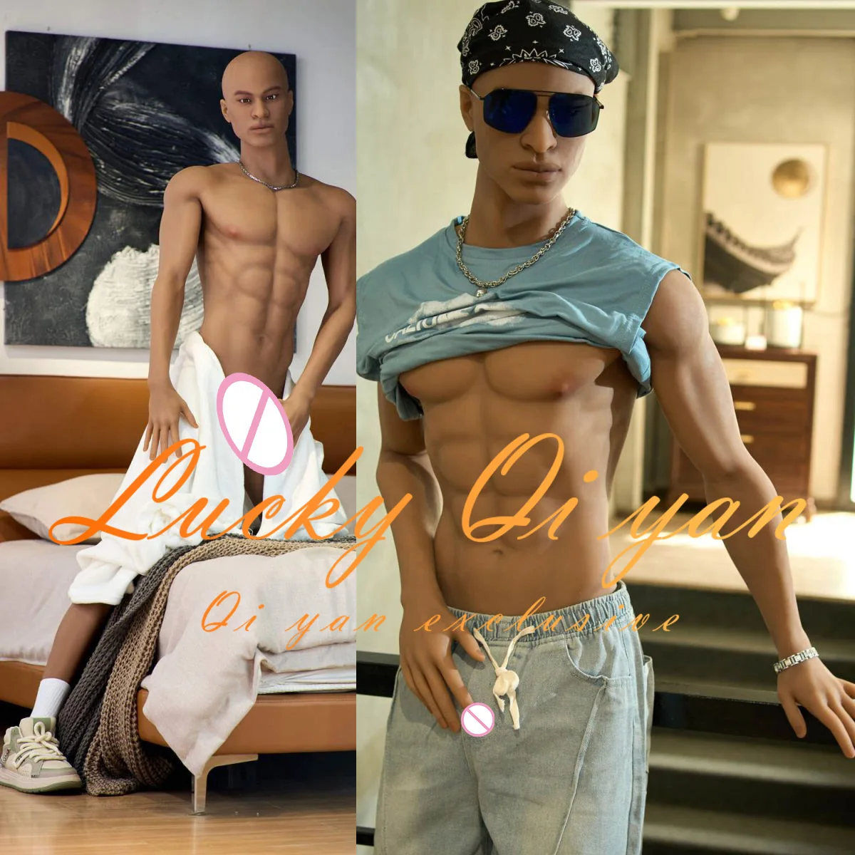 Muñeco de Hombre Calvo de 180 cm, Muñeco Sexual Adecuado para Sexo Gay, Juguete Sexual, Torso Realista de TPE/Silicona, Muñeco de Hombre de Tamaño Real con Pene Sexy, Muñeco de Novio