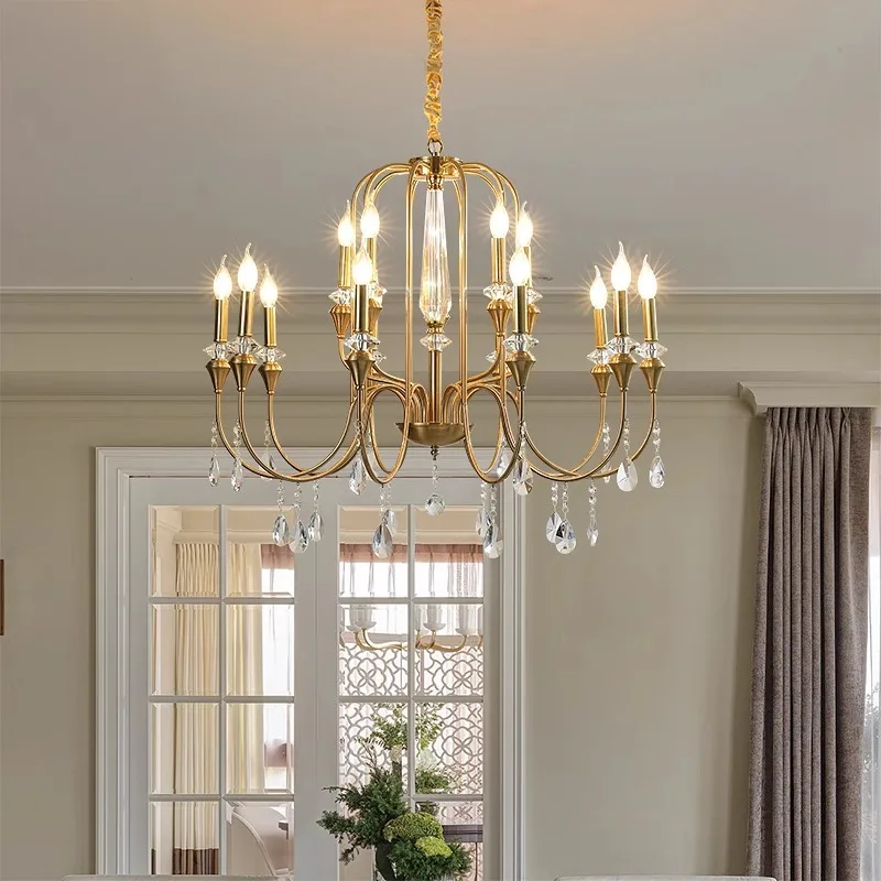 

Living room chandelier crystal art American dining room light atmospheric villa bedroom light