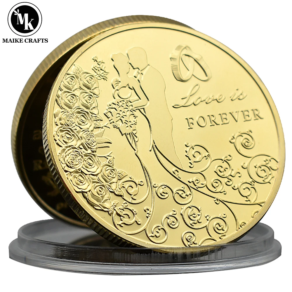 Love Wedding Anniversary Coin Metal Gold Plated Love Coin Valentine's Day Gift